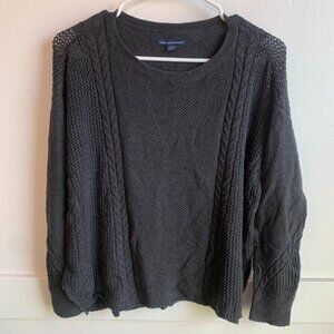 American Eagle Dark Gray Knit Crewneck Sweater
